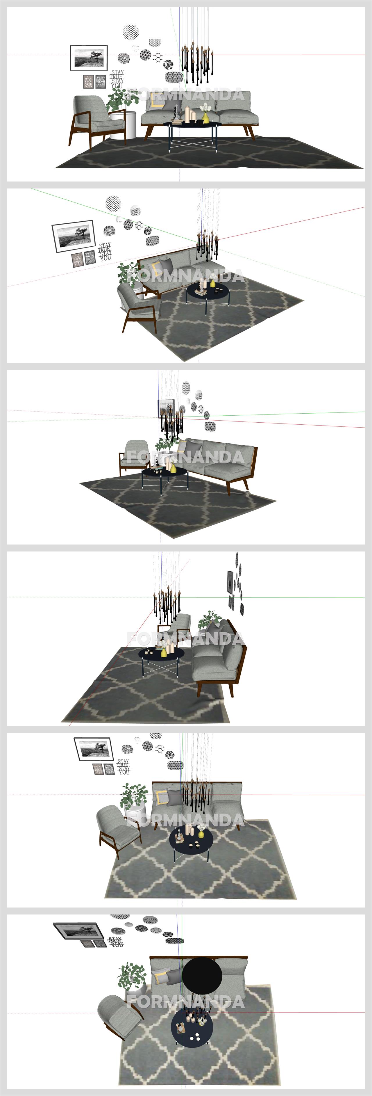 마음을 사로잡는 거실 리모델링 Sketchup 모델 디자인 상세보기