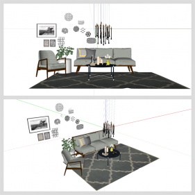 마음을 사로잡는 거실 리모델링 Sketchup 모델 디자인