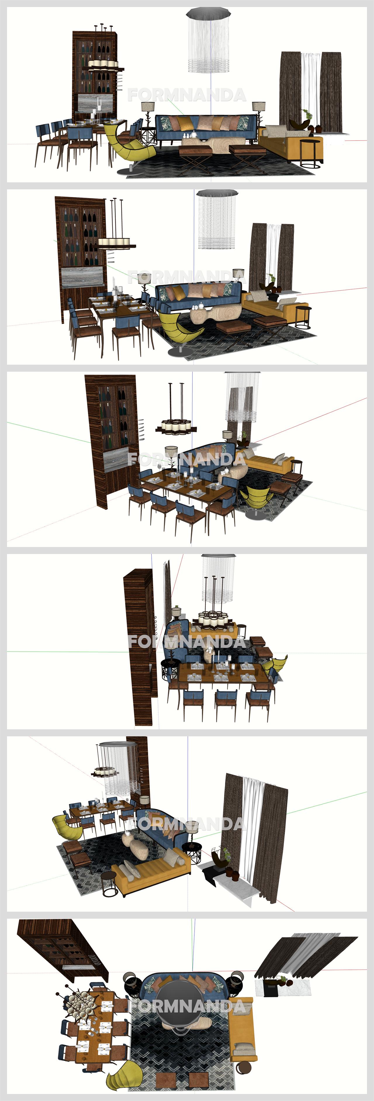 단순한 거실공간 Sketchup 샘플 디자인 상세보기