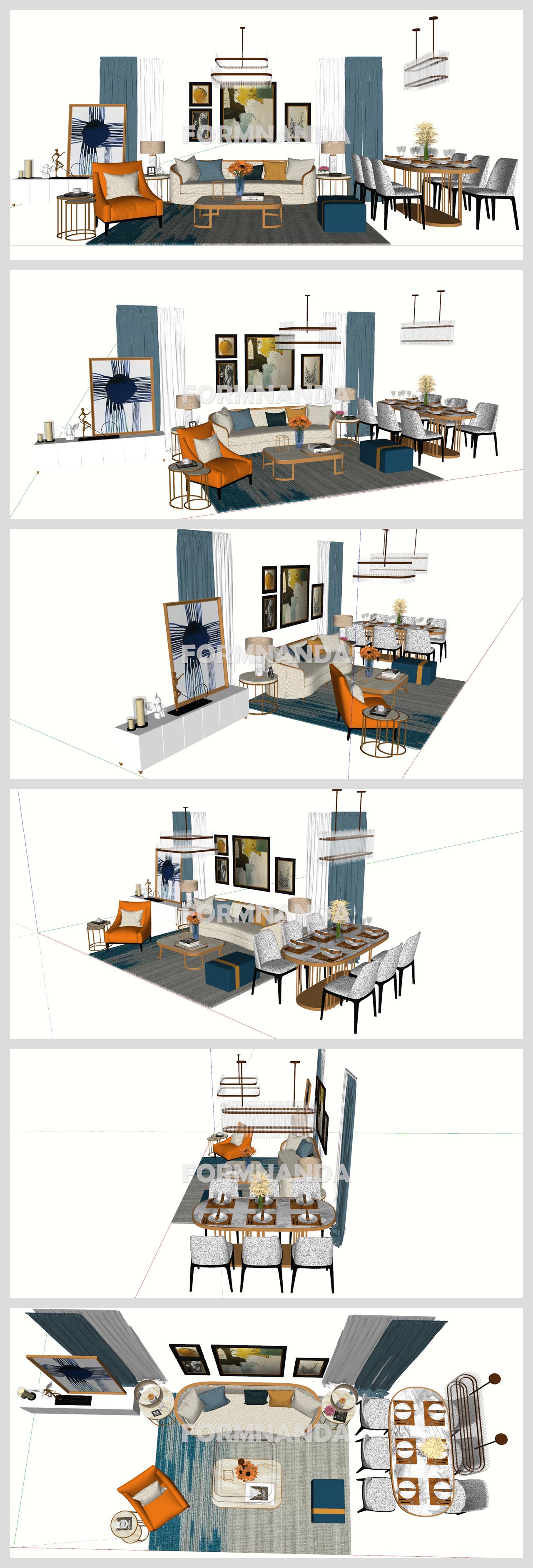 간략한 거실 리모델링 Sketchup 모델 디자인 상세보기