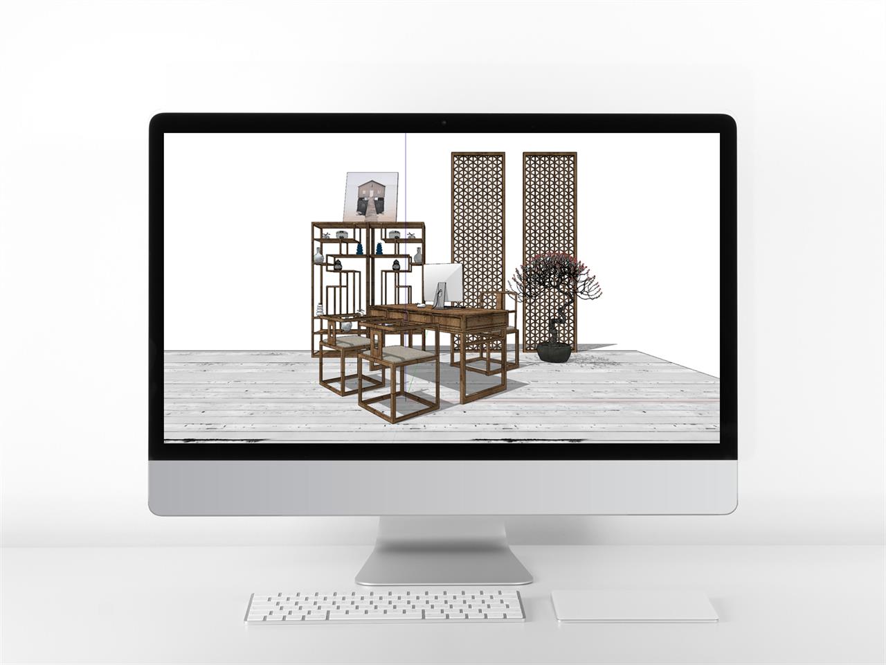 세련된 거실 인테리어 Sketchup 템플릿 디자인 미리보기