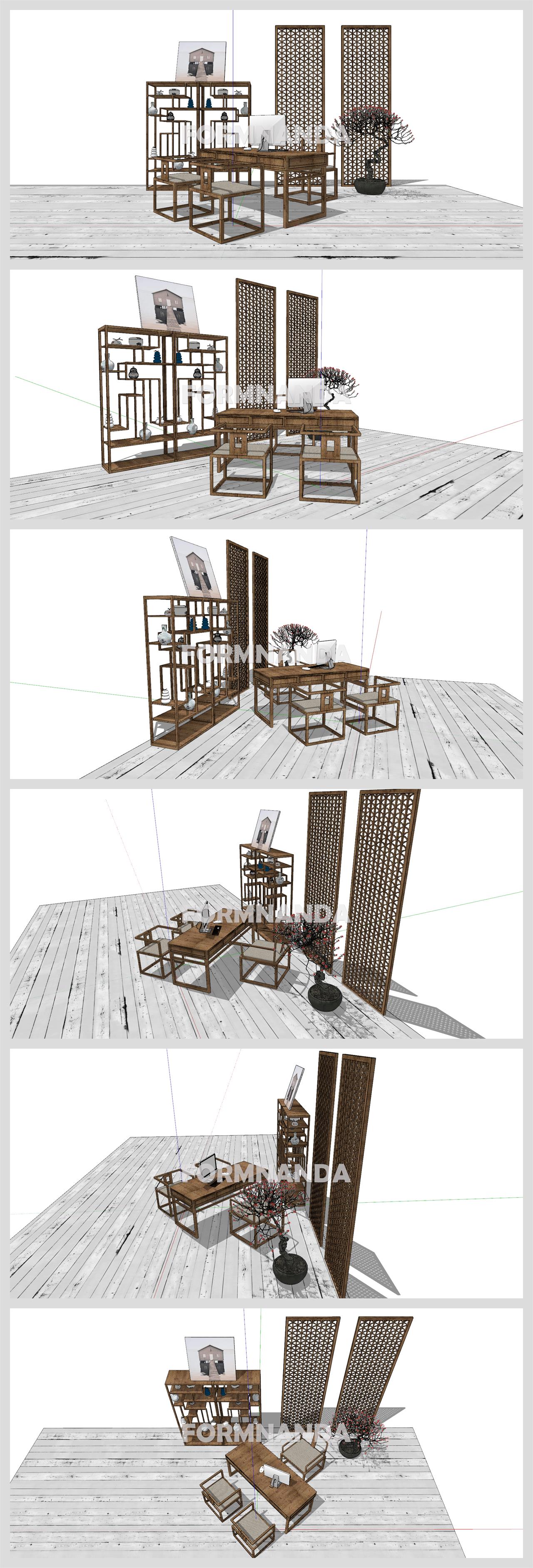 세련된 거실 인테리어 Sketchup 템플릿 디자인 상세보기