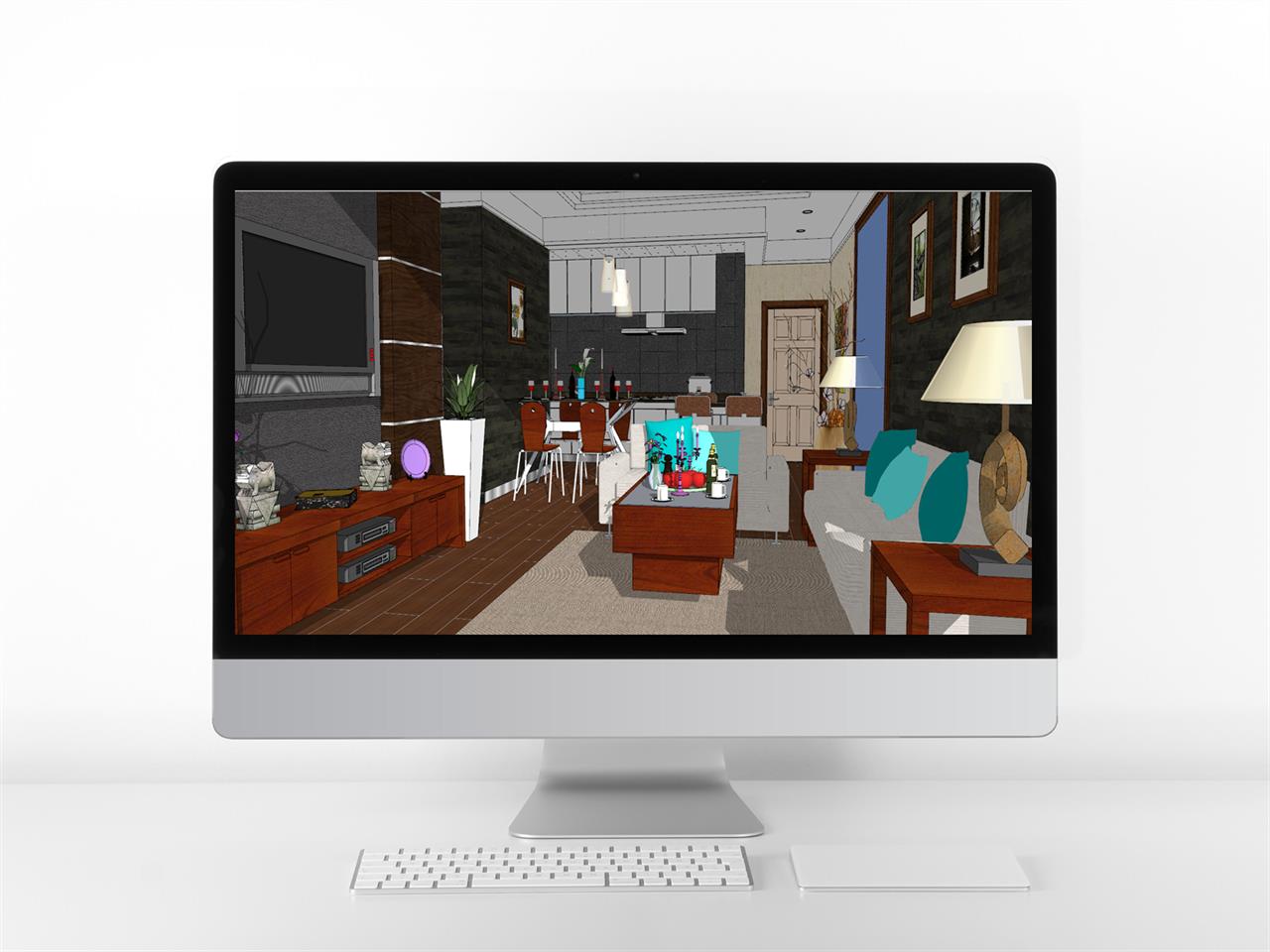 현대적인 거실 디자인 웹툰배경 모델 사이트 미리보기