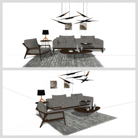 고급형 거실공간 Sketchup 샘플 디자인