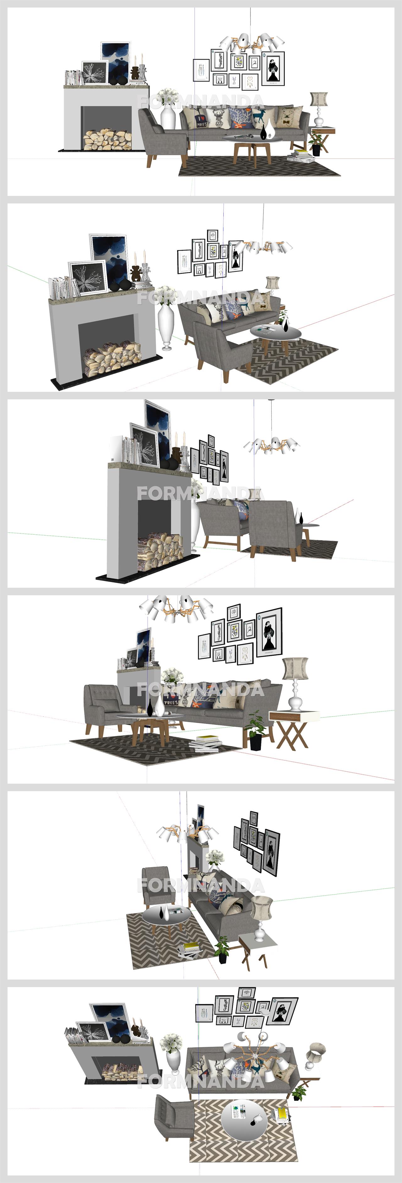 시선을 사로잡는 거실 인테리어 Sketchup 템플릿 디자인 상세보기