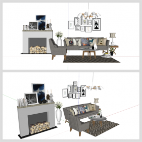 시선을 사로잡는 거실 인테리어 Sketchup 템플릿 디자인