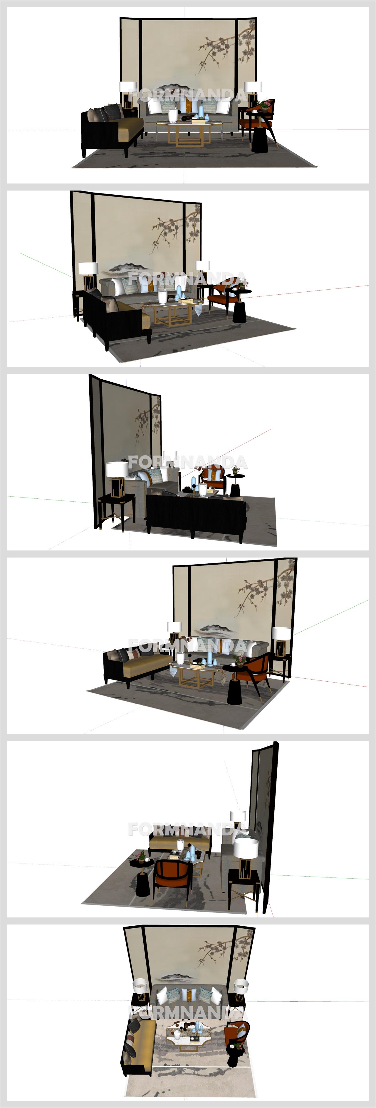 고급스럽운 거실 디자인 Sketchup 배경 만들기 상세보기