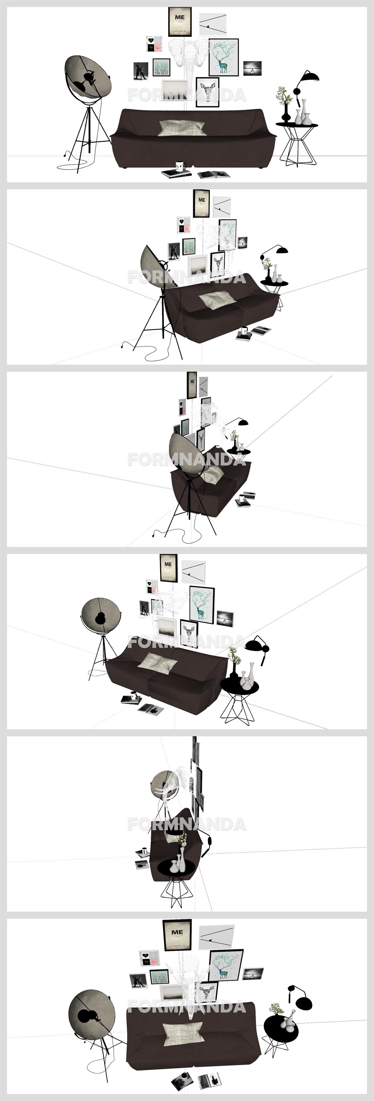 단조로운 거실 디자인 Sketchup 배경 디자인 상세보기
