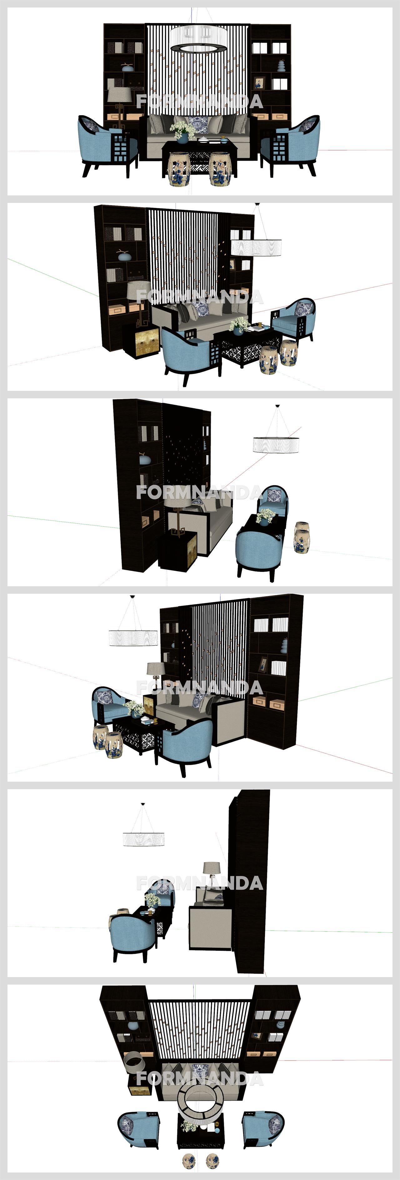 세련된 거실공간 스케치업 템플릿 다운로드 상세보기