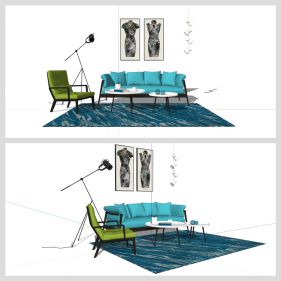 간단한 거실 꾸미기 Sketchup 소스 만들기