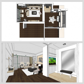 폼나는 거실공간 Sketchup 샘플 만들기