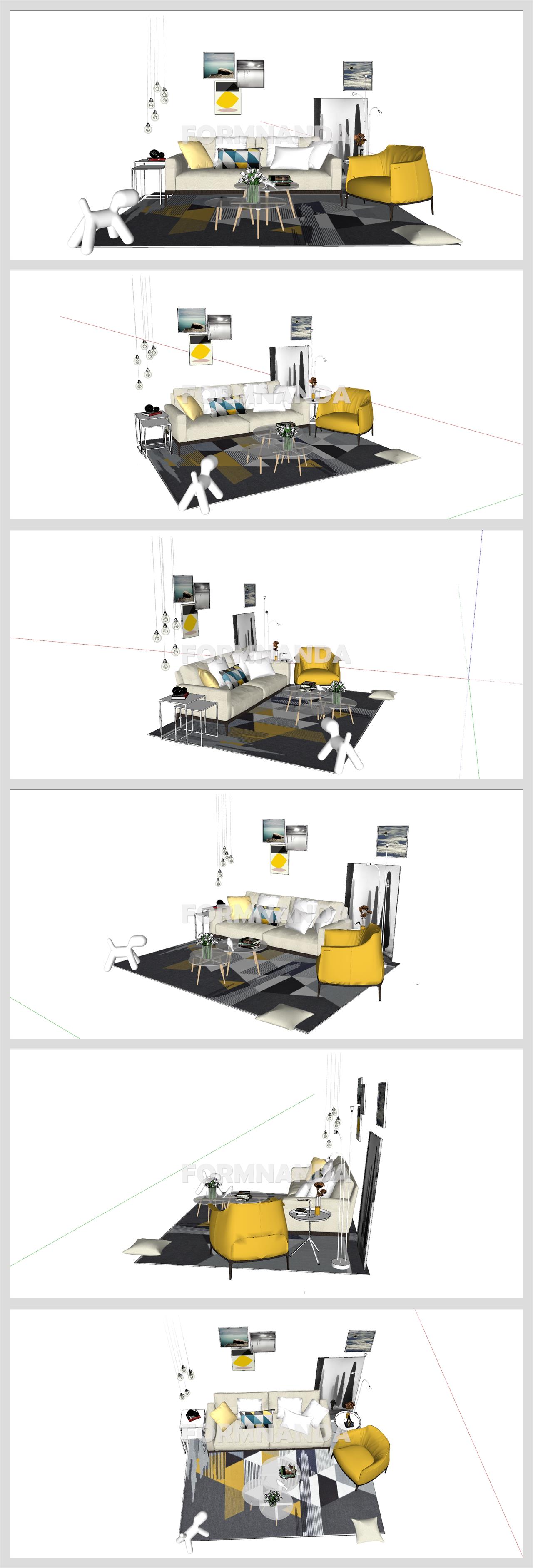 고급형 거실 꾸미기 Sketchup 소스 디자인 상세보기