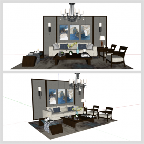 멋진 거실공간 스케치업 템플릿 다운로드