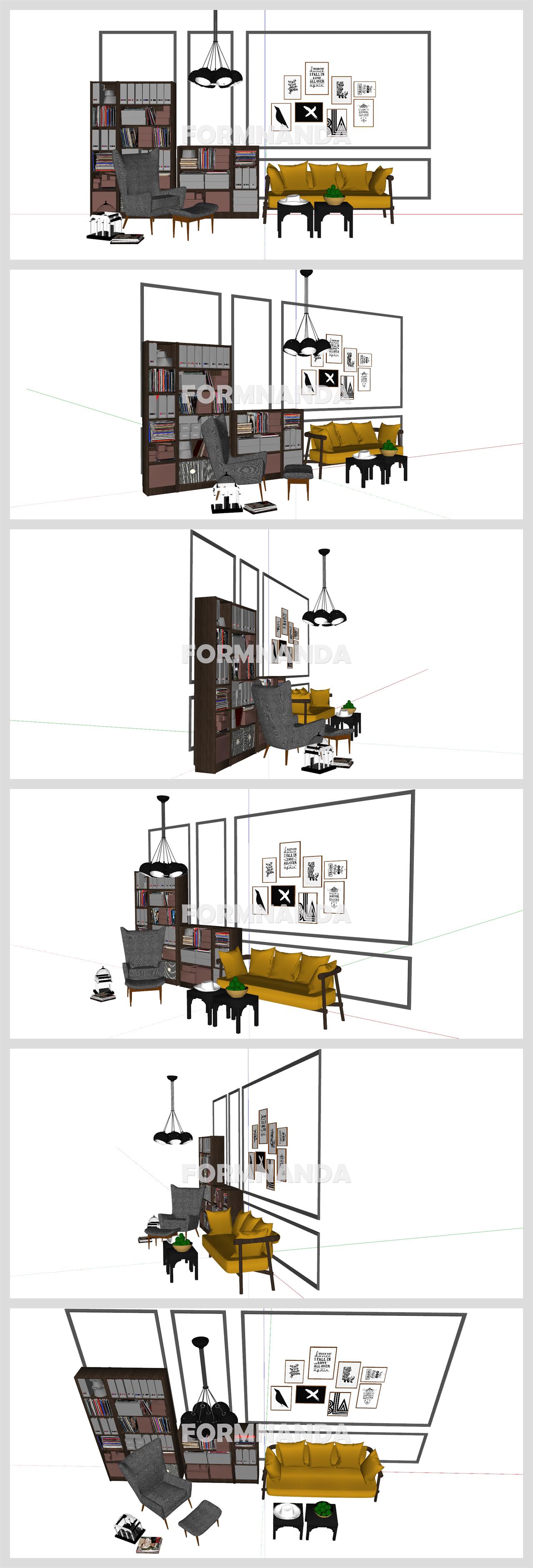 고퀄리티 거실 인테리어 Sketchup 템플릿 만들기 상세보기