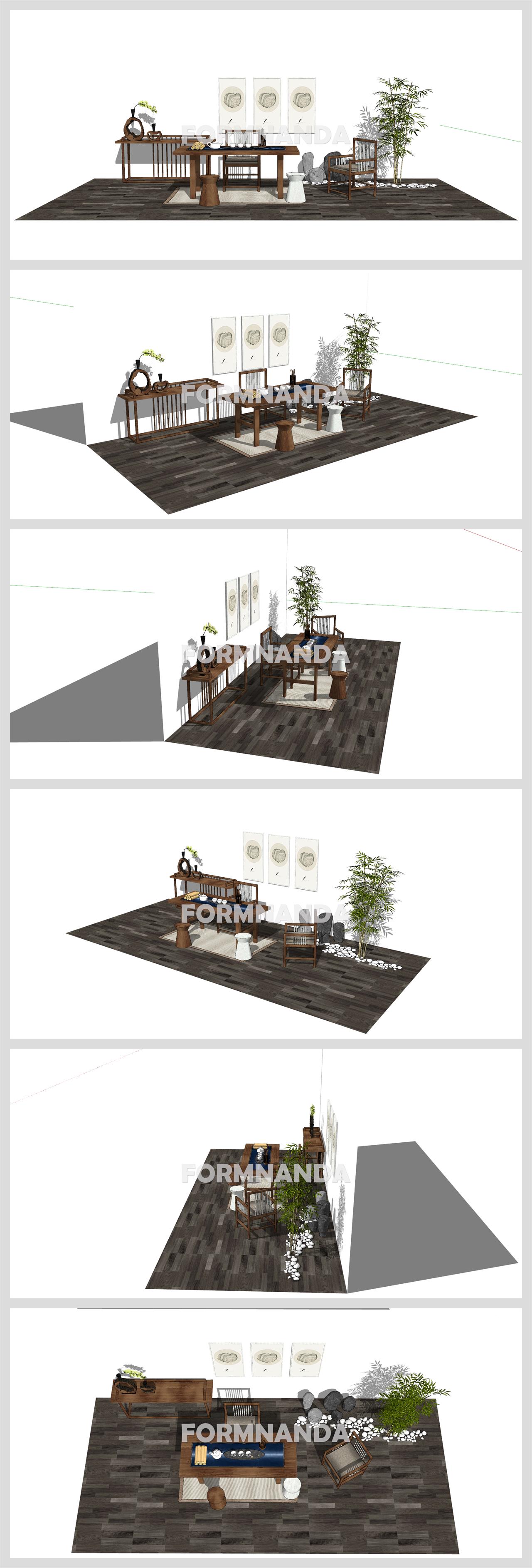 간략한 거실공간 Sketchup 샘플 디자인 상세보기