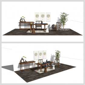 간략한 거실공간 Sketchup 샘플 디자인