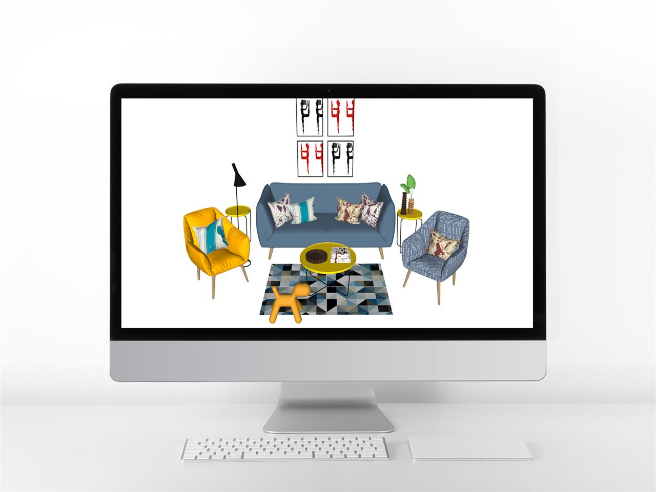 단조로운 거실공간 Sketchup 샘플 디자인 미리보기