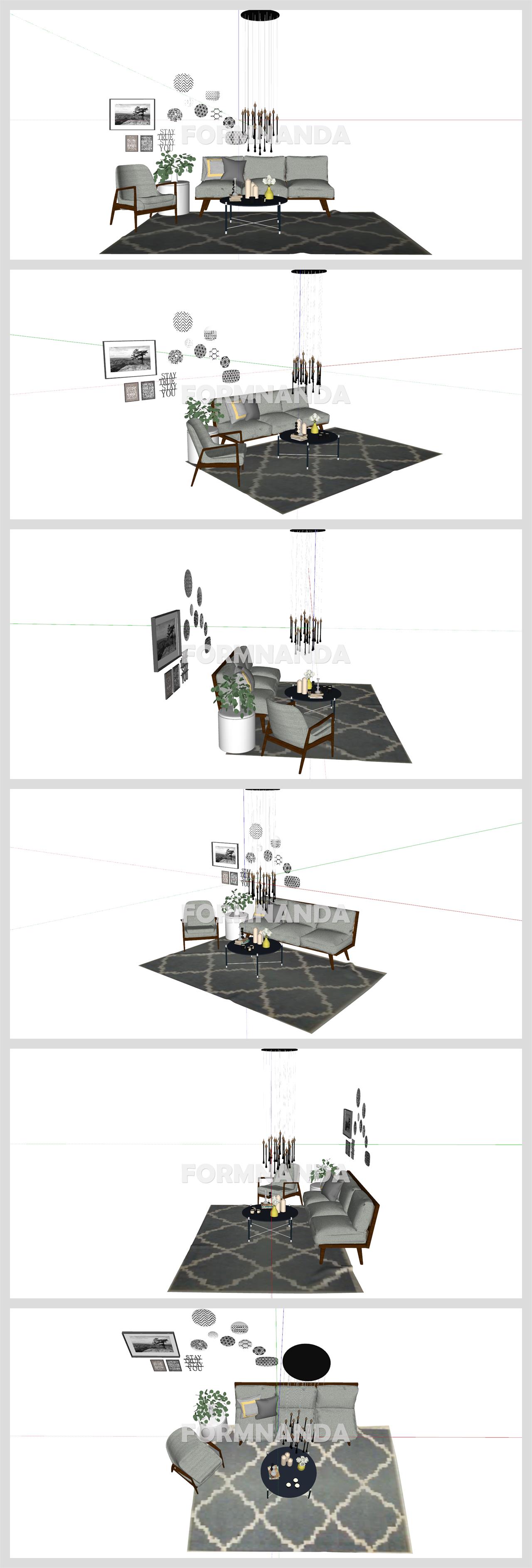 멋진 거실 디자인 Sketchup 배경 디자인 상세보기