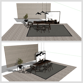 시선을 사로잡는 거실 디자인 Sketchup 배경 디자인