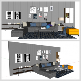 단조로운 거실 디자인 웹툰배경 모델 제작