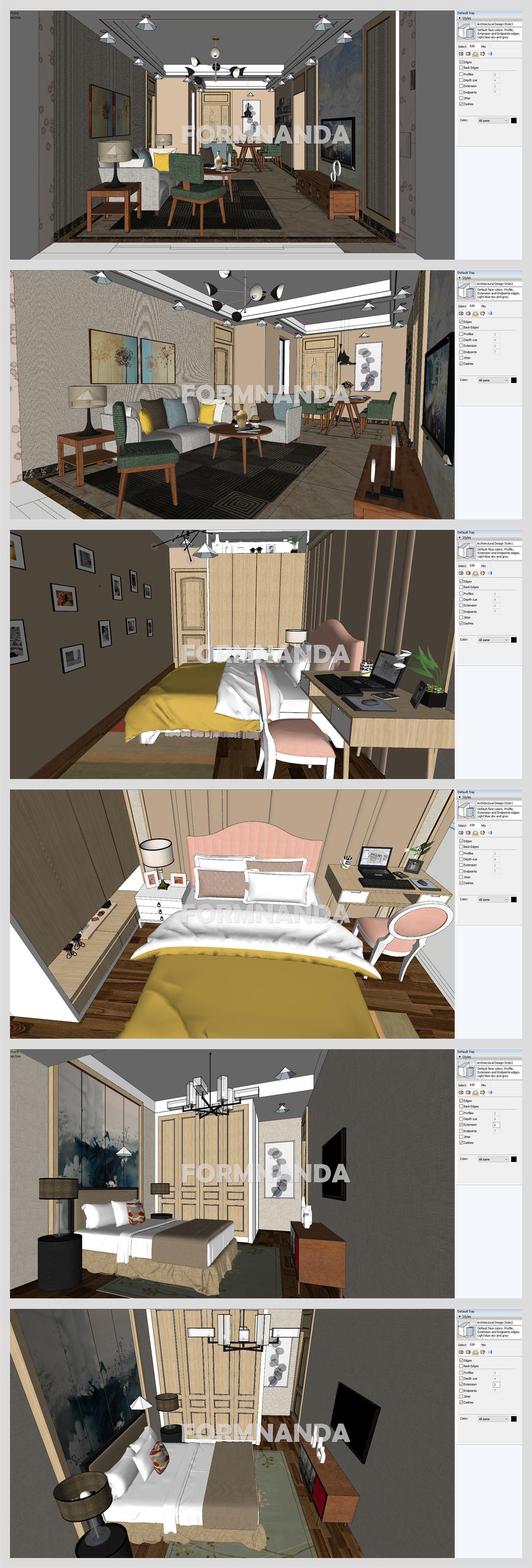 베이직  거실 디자인 Sketchup 배경 만들기 상세보기