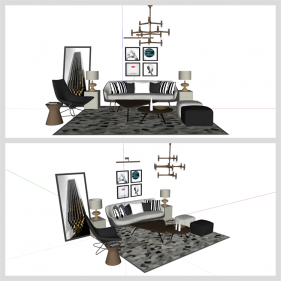 세련된 거실공간 Sketchup 샘플 디자인