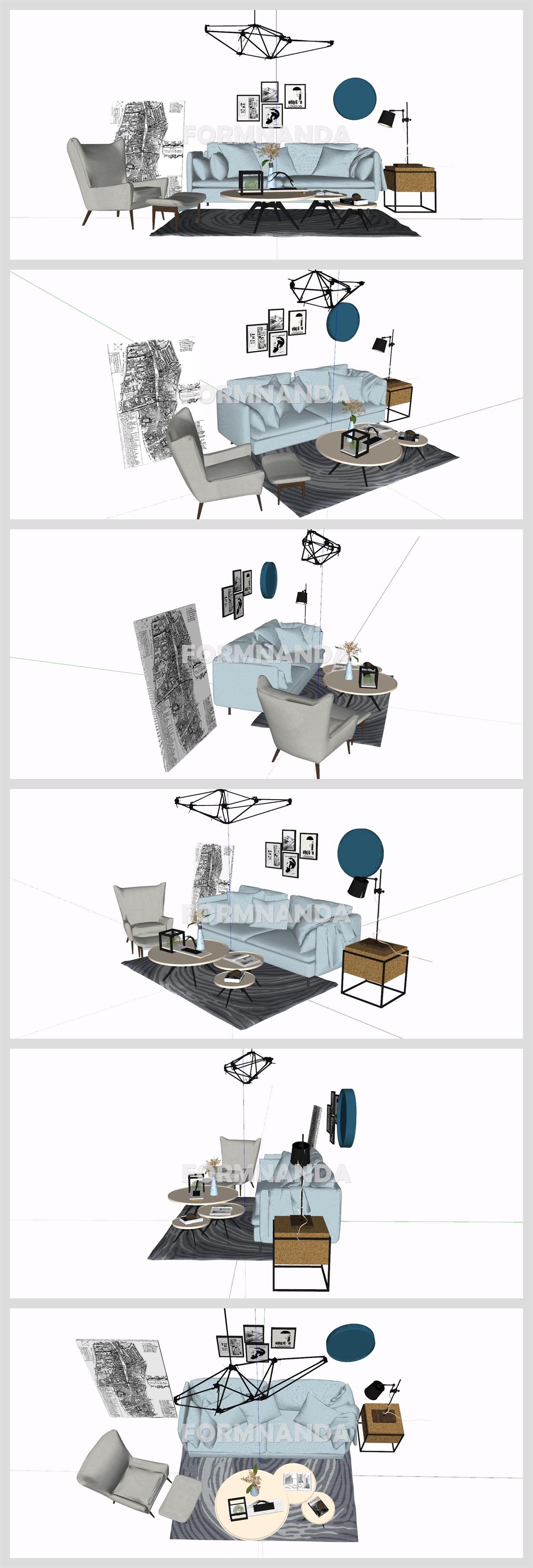 프로급 거실 인테리어 Sketchup 템플릿 디자인 상세보기