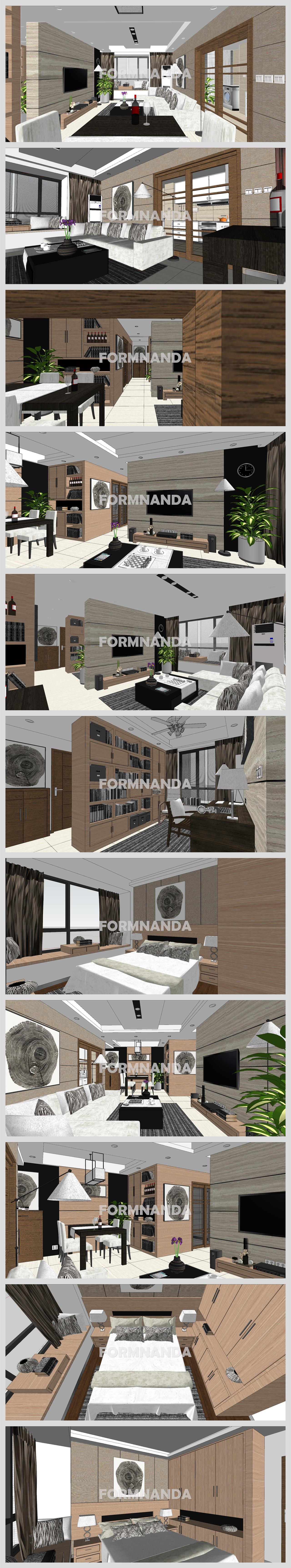 간편한 거실공간 Sketchup 샘플 만들기 상세보기