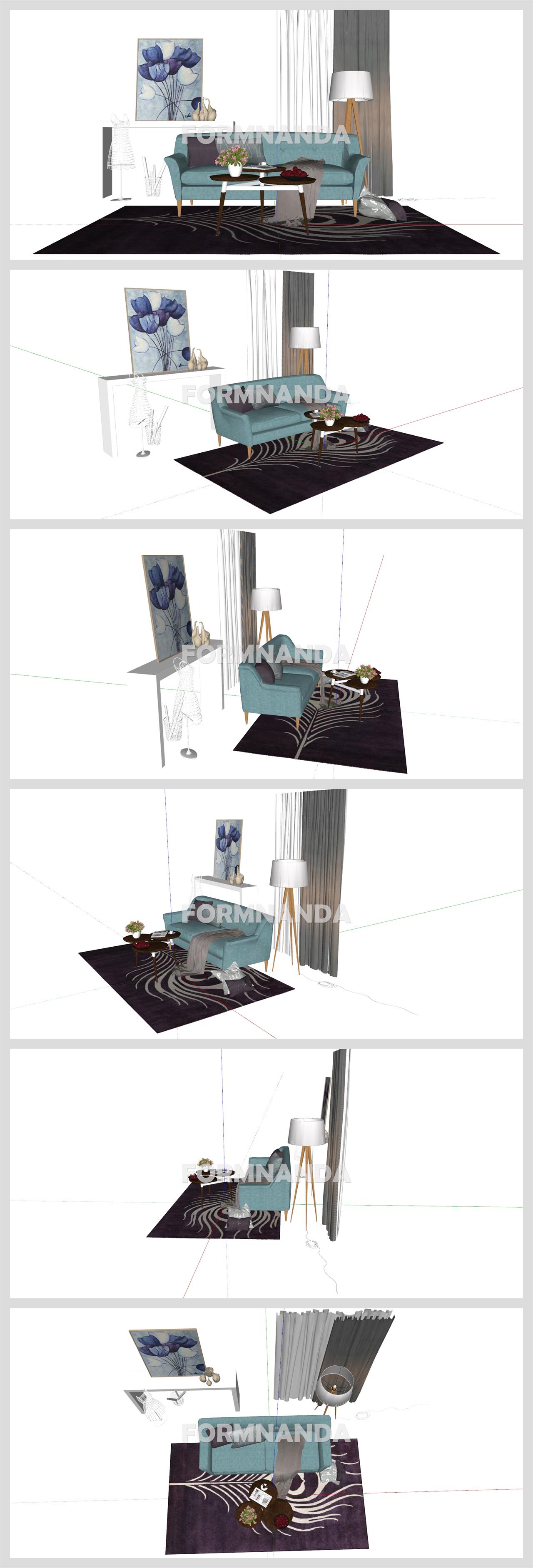 단조로운 거실 꾸미기 Sketchup 소스 디자인 상세보기