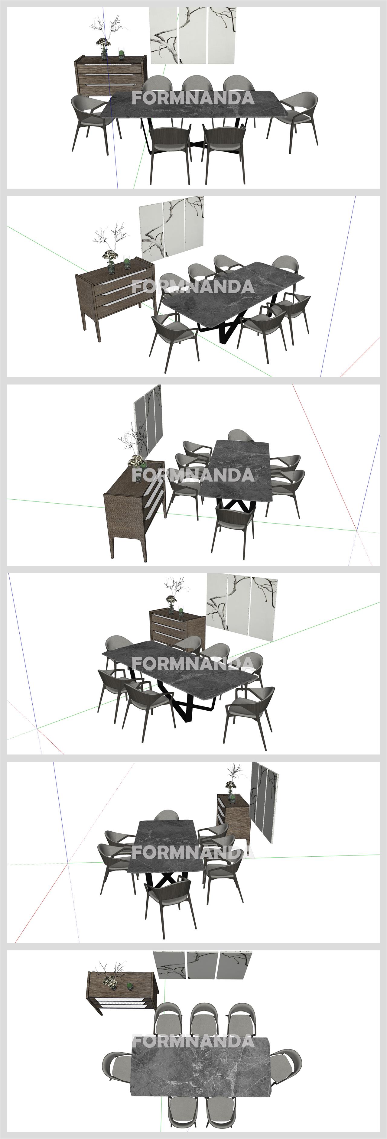 산뜻한 식사공간 인테리어 스케치업 샘플 다운로드 상세보기