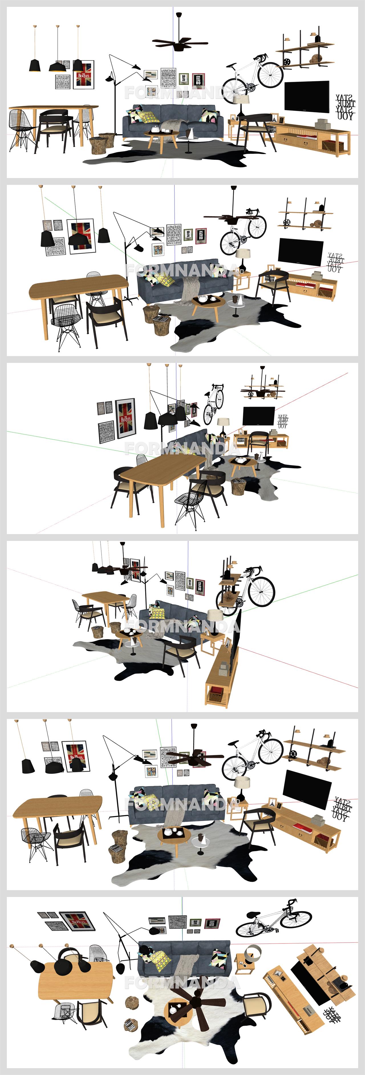 정결한 식사공간 디자인 Sketchup 샘플 만들기 상세보기