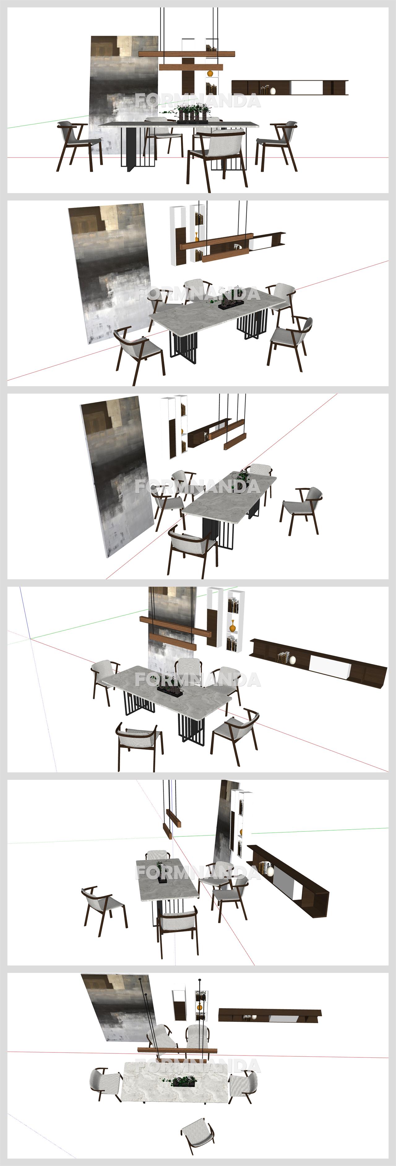 현대적인 식사공간 리모델링 스케치업 소스 다운 상세보기