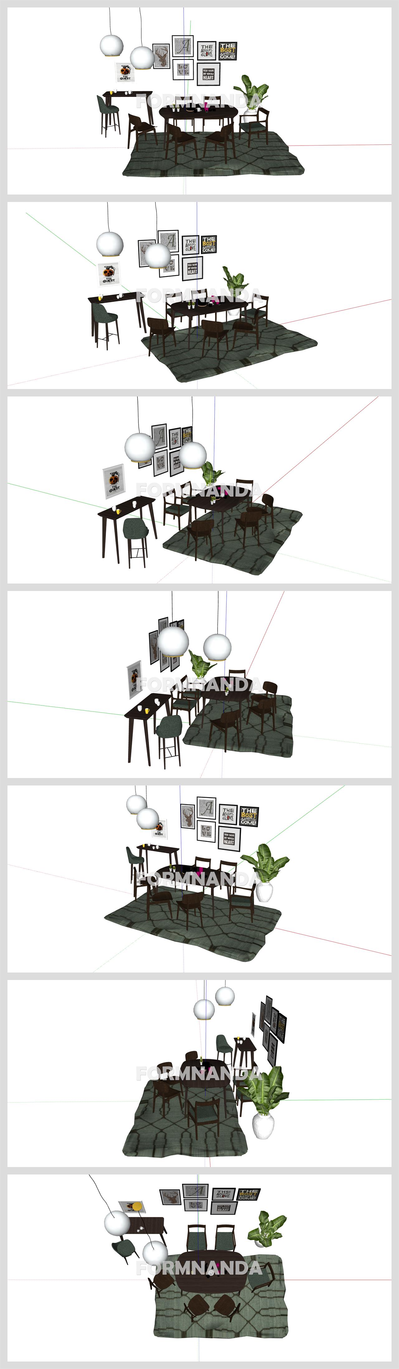 시선을 사로잡는 식사공간 인테리어 Sketchup 모델 디자인 상세보기