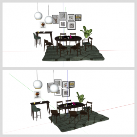 시선을 사로잡는 식사공간 인테리어 Sketchup 모델 디자인