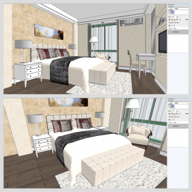 간략한 안방공간 Sketchup 모델 디자인