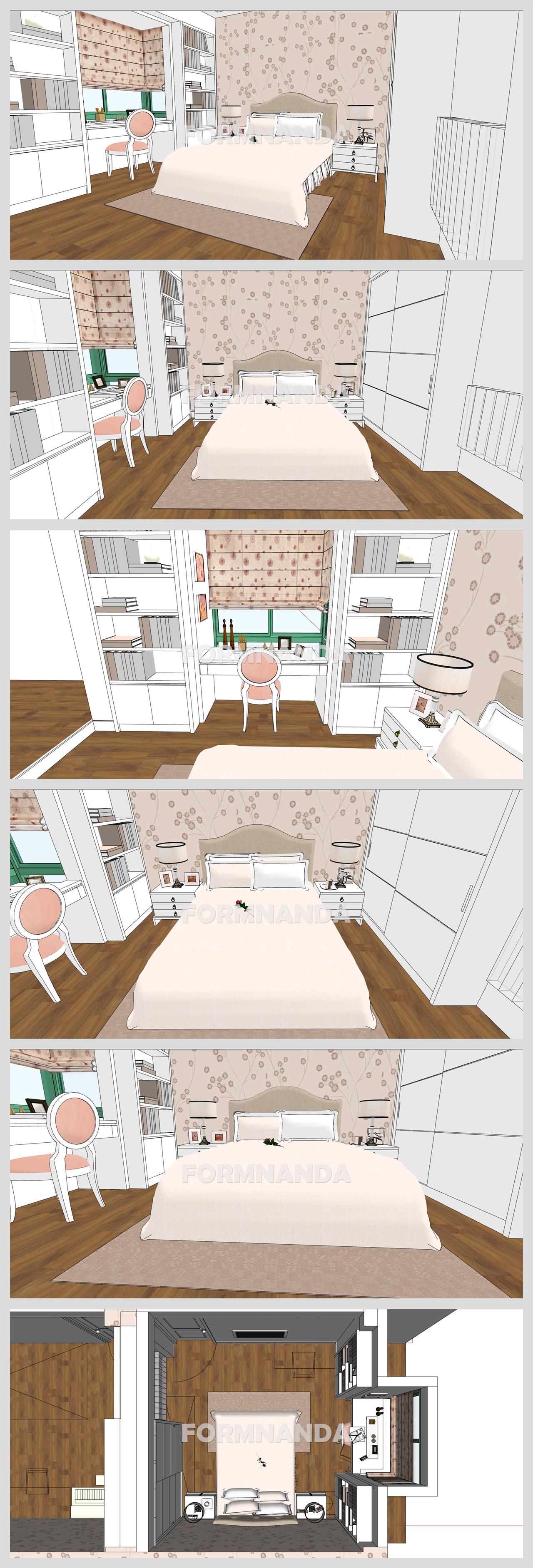 산뜻한 안방 인테리어 Sketchup 샘플 디자인 상세보기