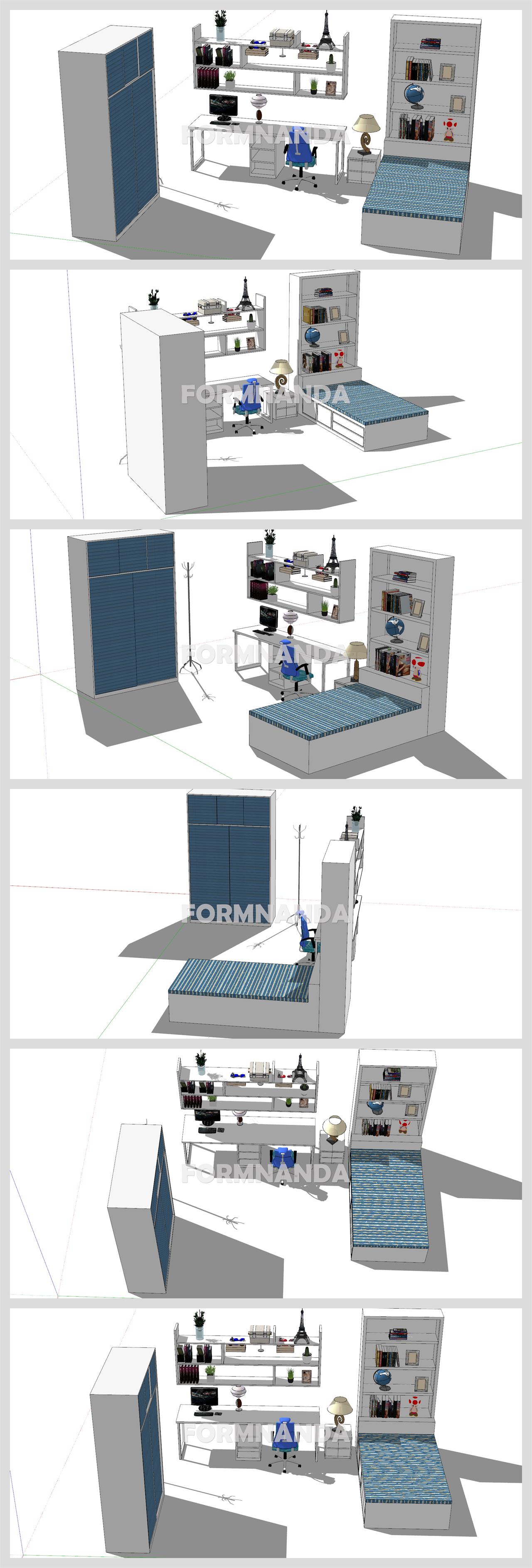 세련된 안방 디자인 Sketchup 템플릿 디자인 상세보기