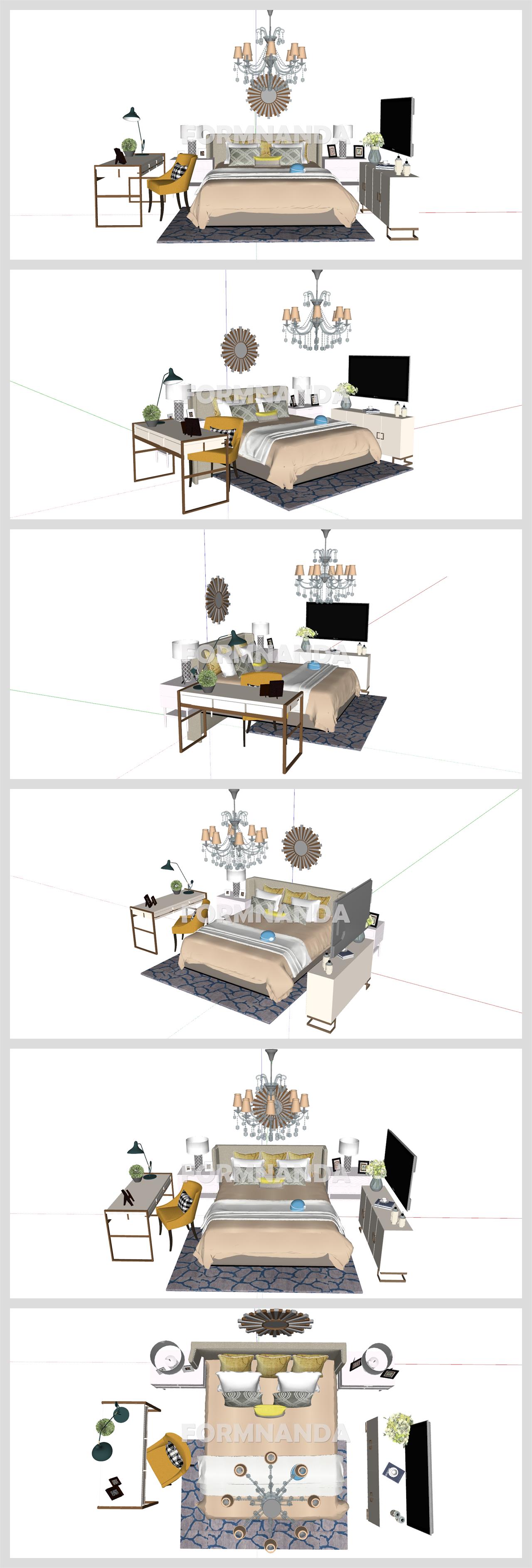 매력적인 안방 인테리어 Sketchup 샘플 만들기 상세보기