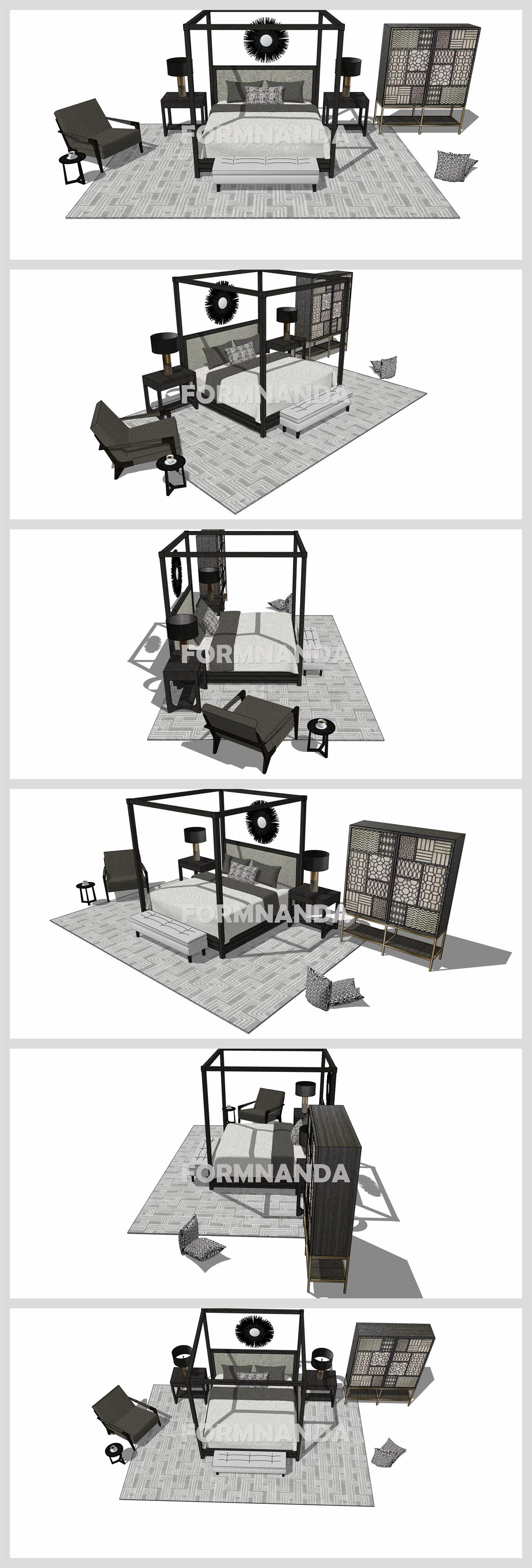 단조로운 안방공간 Sketchup 모델 디자인 상세보기