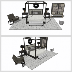 단조로운 안방공간 Sketchup 모델 디자인