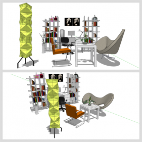 시선을 사로잡는 서재공간 Sketchup 샘플 디자인