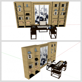 간략한 서재 인테리어 Sketchup 템플릿 디자인