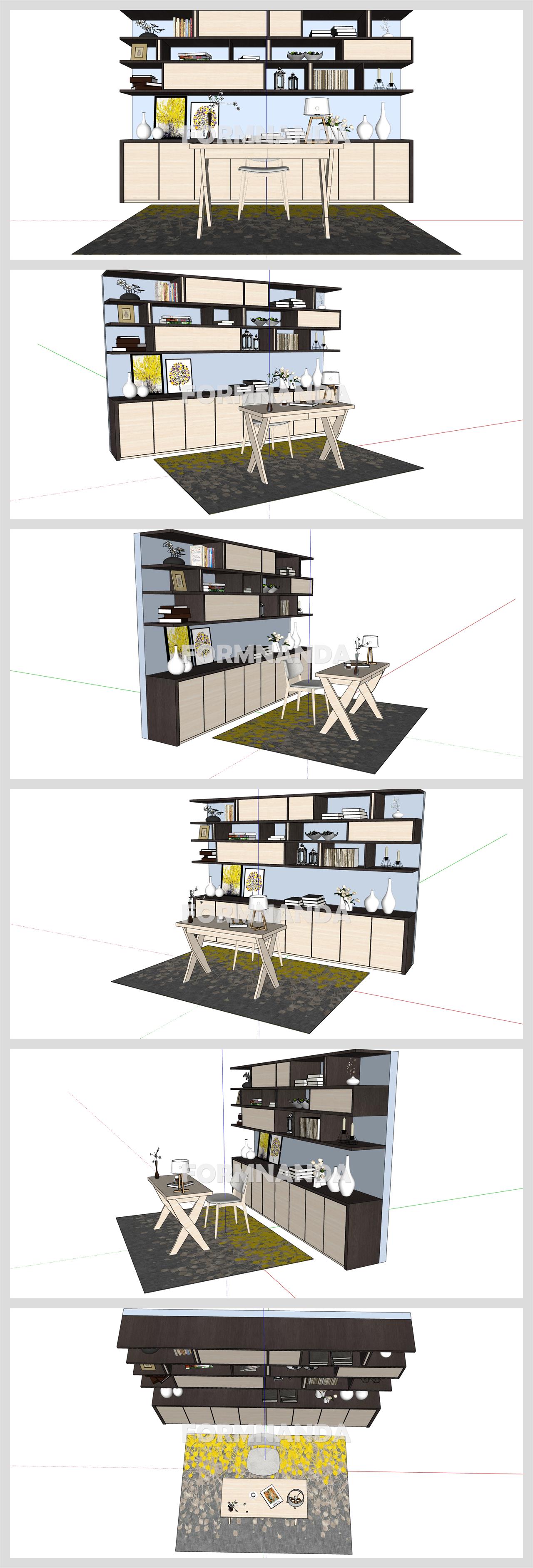 고급스럽운 서재 인테리어 Sketchup 템플릿 만들기 상세보기