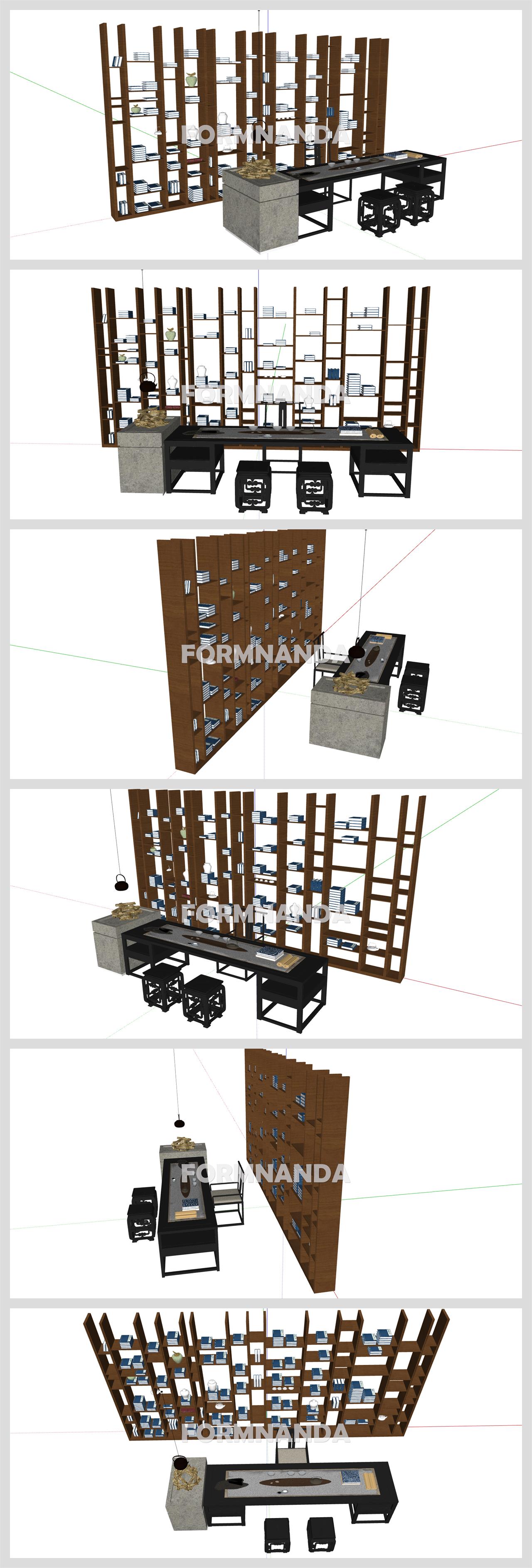 프로급 서재 리모델링 Sketchup 모델 디자인 상세보기