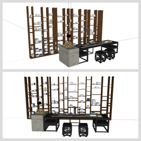 프로급 서재 리모델링 Sketchup 모델 디자인