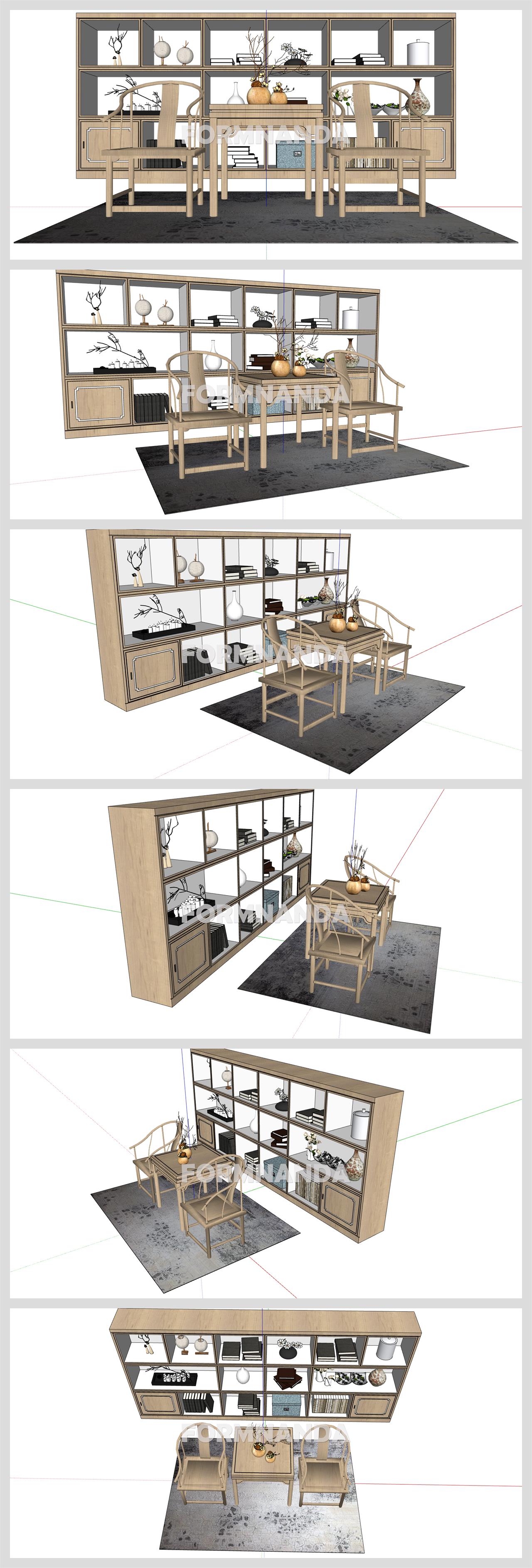 단조로운 서재 인테리어 Sketchup 템플릿 디자인 상세보기