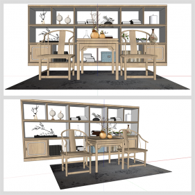 단조로운 서재 인테리어 Sketchup 템플릿 디자인