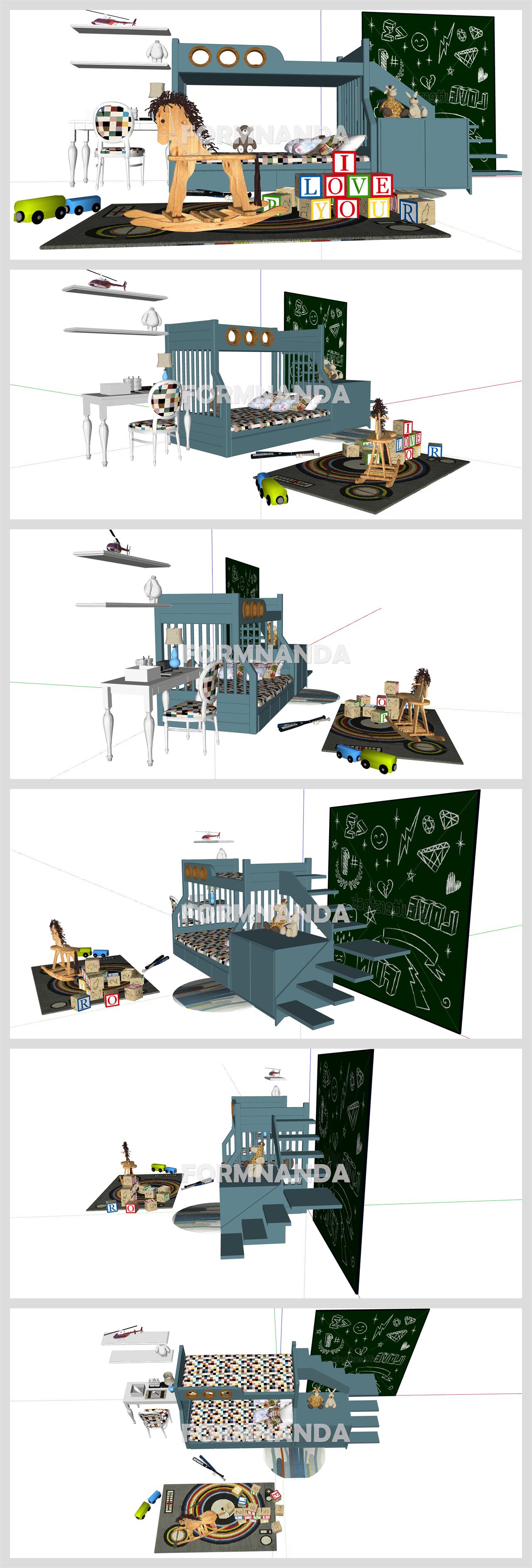 고급스럽운 유아공간 Sketchup 배경 만들기 상세보기