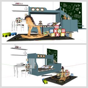 고급스럽운 유아공간 Sketchup 배경 만들기