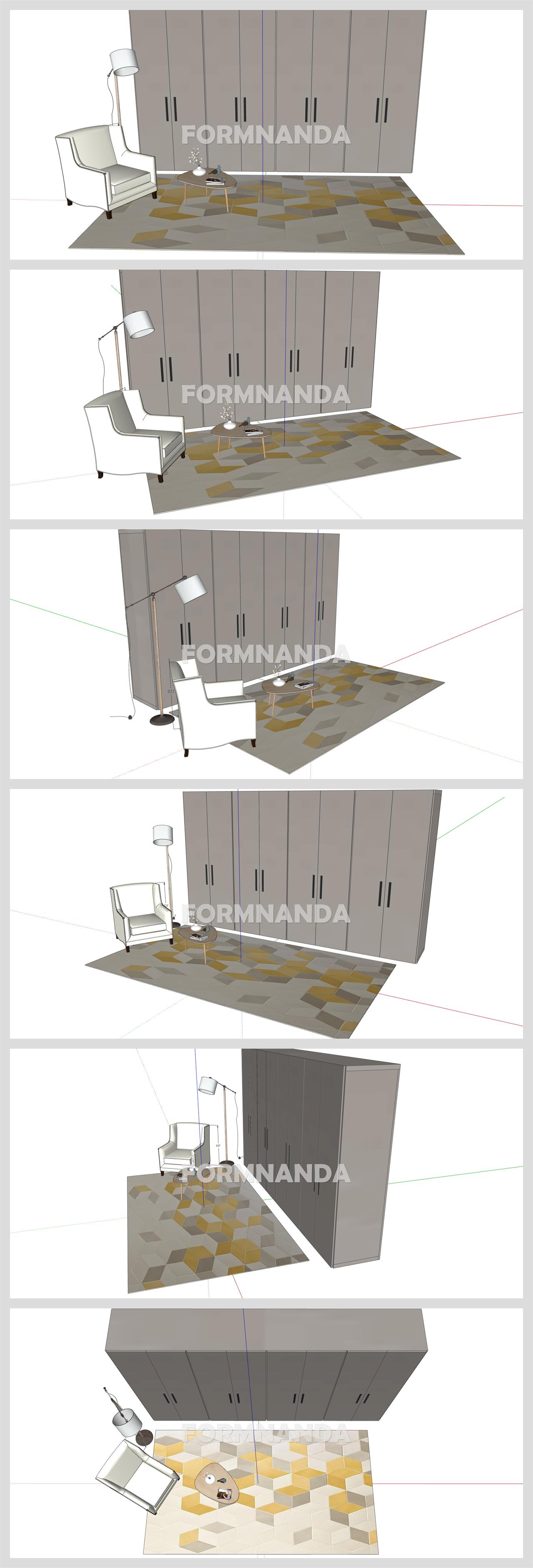 현대적인 드레스룸 인테리어 Sketchup 배경 만들기 상세보기